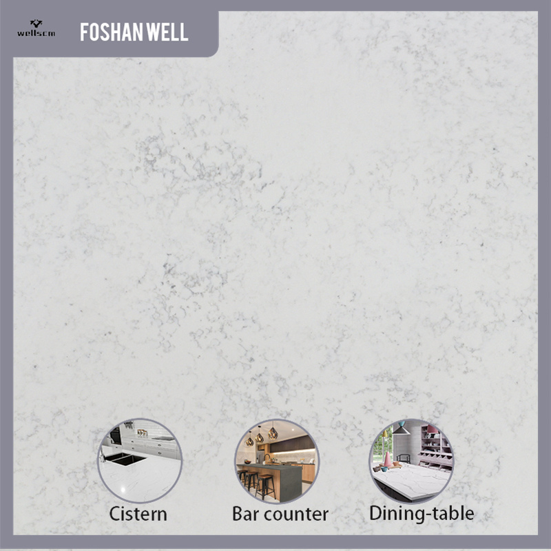 Polished Artificial Calacatta White Quartz Vanity Countertops Stone Slab Gold Grey Vein