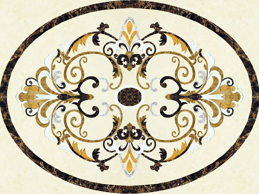 Stone Pattern Marble Waterjet Flooring Medallion for Hotel Hall Design