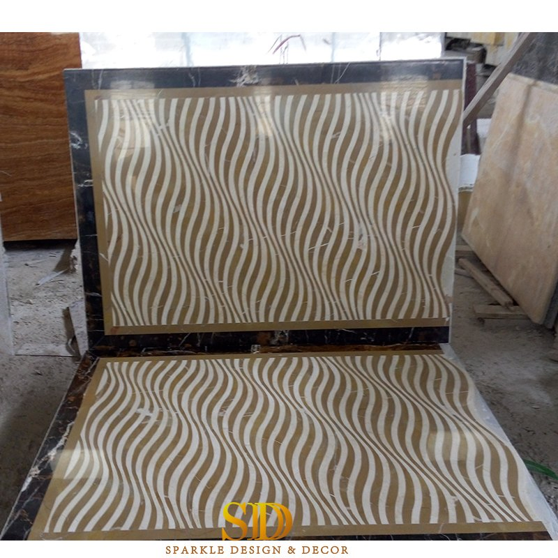 Modern Simple Geometric Style Waterjet Marble Inlay Tiles Marble Medallion for Wall and Floor Decoration