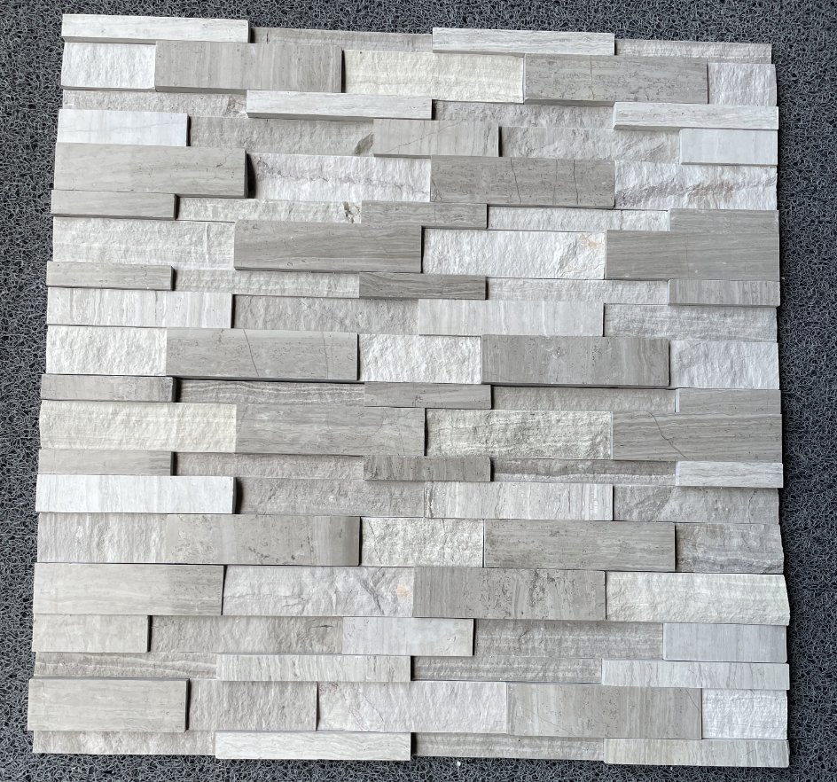 Natural stone veneer ledger panel polished/split white/grey Serpeggiante Marble Stacked Wall Stone for interior/exterior bathroom/kitchen/lobby wall/background