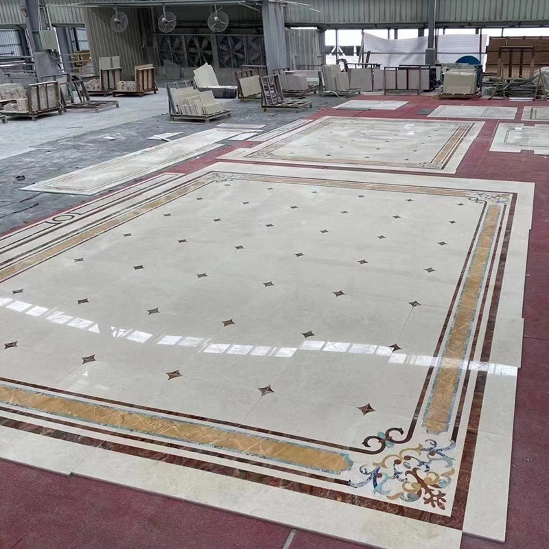 Luxury Water Jet Marble Inlay Flooring Patterns Mosaic Floor Medallion for Majlis Men Sitting Room Floor Decoration