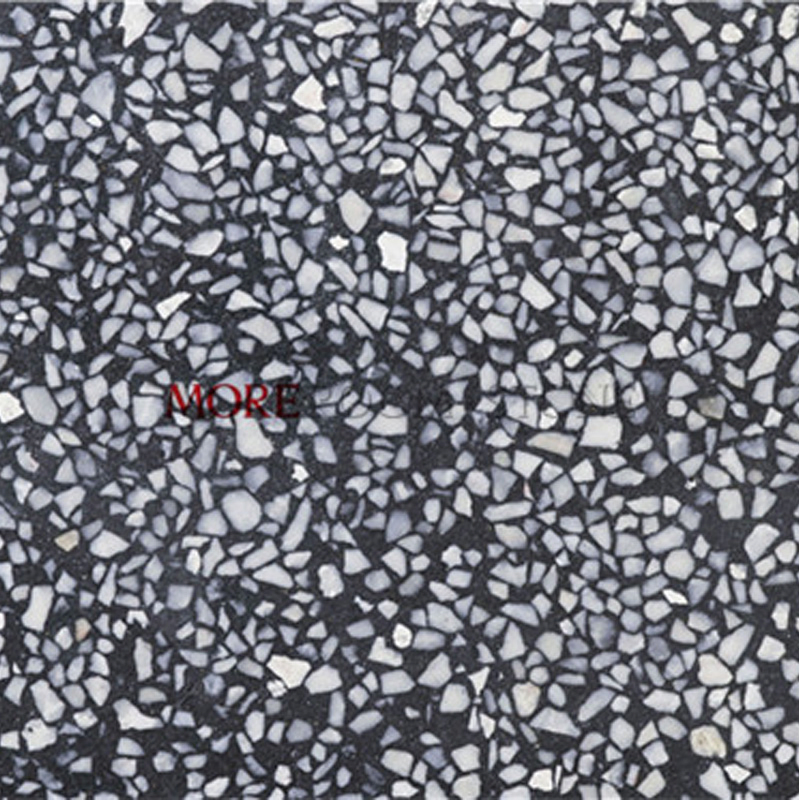 Black and White Chip Cobblestone Terrazzo Patterns for Background Wall