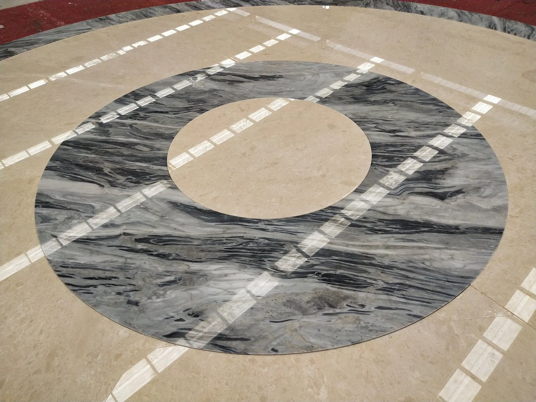 Polished Water Jet WHITE AND GREY MARBLE medallions for Interior Wall Floor decoration