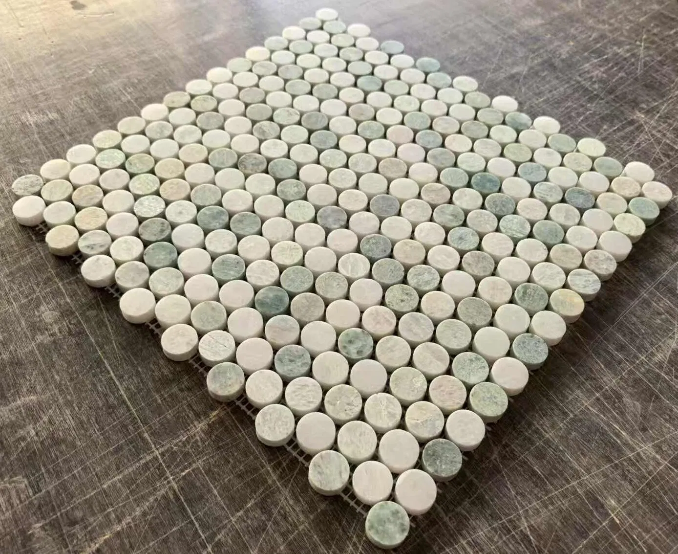 Natural stone honed Ming Green Penny Rounds Marble Mosaic for Indoor/Interior kitchen/bathroom Floor/wall/backsplash/Ceiling decoration