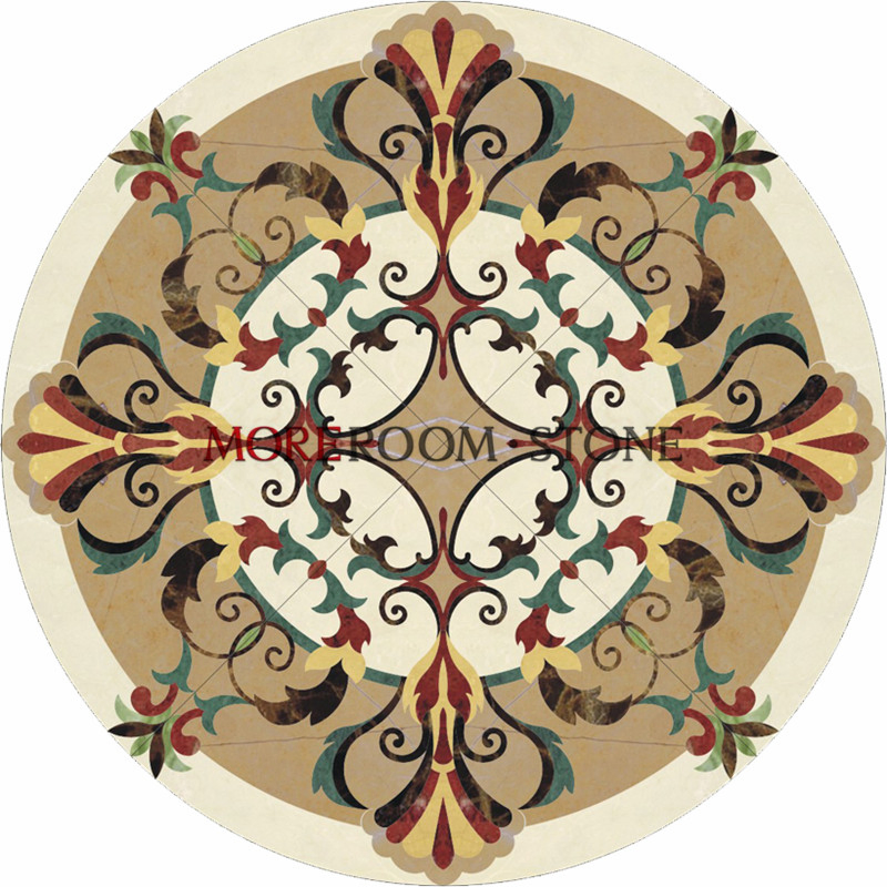 Superb Kashmir Round Marble Waterjet Medallion for Home Decor