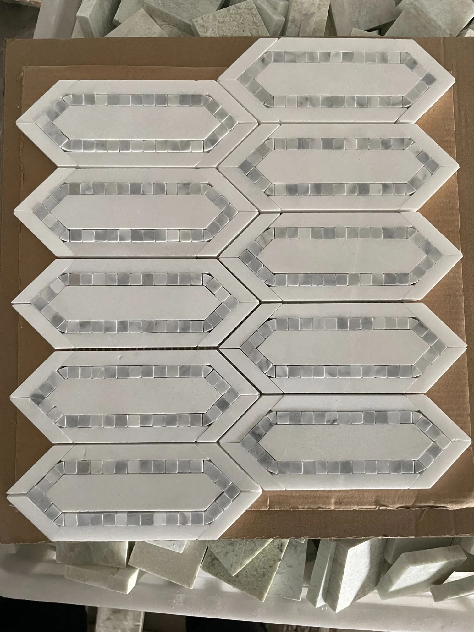 Natural stone honed Crystal White Grey Blue Marble Mosaic for Indoor/Interior Floor Wall Ceiling