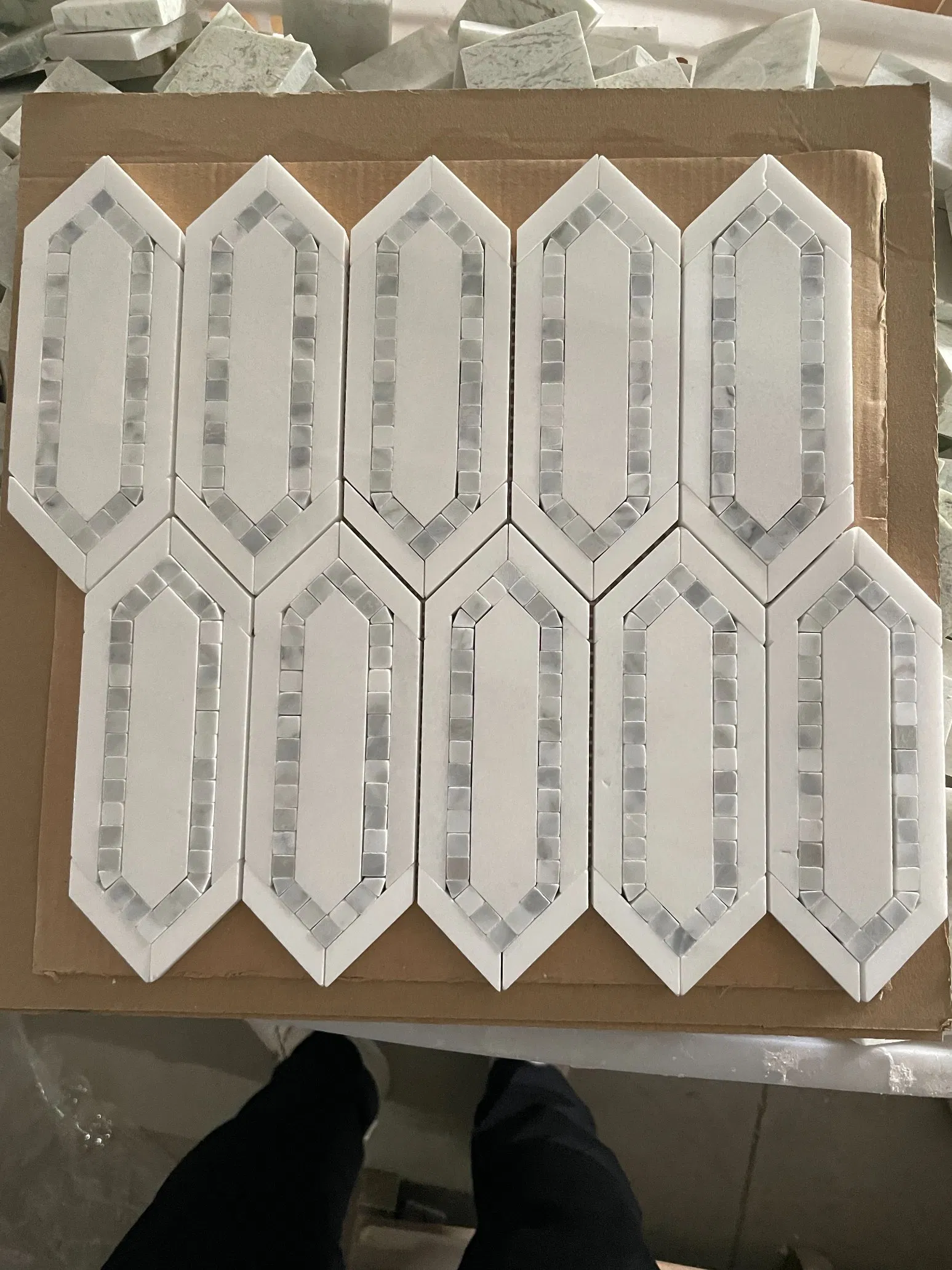 Natural stone honed Crystal White Grey Blue Marble Mosaic for Indoor/Interior Floor Wall Ceiling