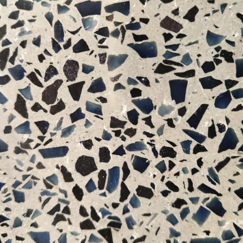 Brown Dark Blue Big Fragments Artificial Stone Terrazzo