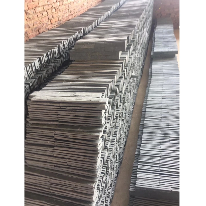 Rough Finish Black Slate Ledgestone Tile, Stacked Stone Veneer