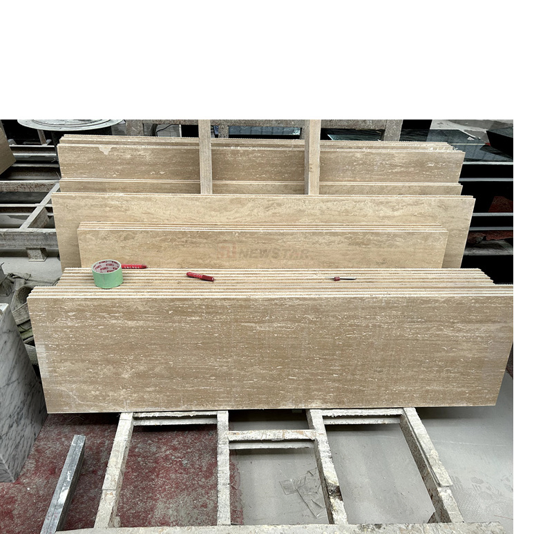 Manufacture Natural Stone Beige Travertine Marble Slab Customized Table Outdoor Matte Marble