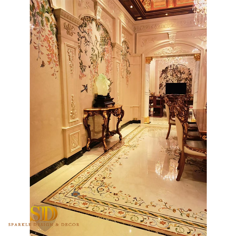Customized Luxury Waterjet Marble Medallion for Villa Flooring Decoration