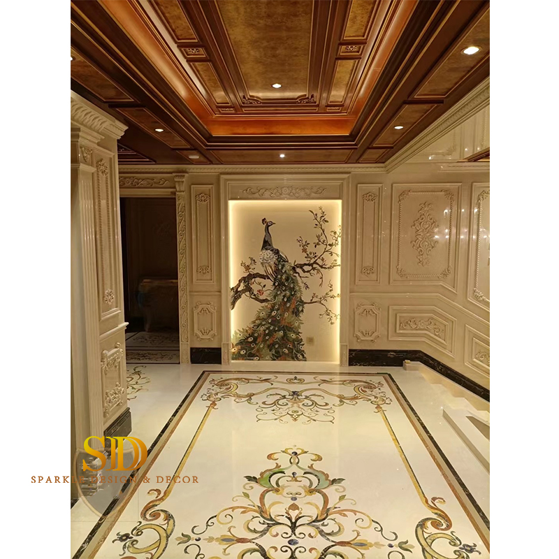 Customized Luxury Waterjet Marble Medallion for Villa Flooring Decoration