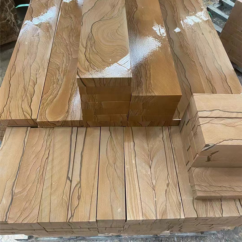 Chinese Yellow Landscape Wooden Sandstone Yellow Sandstone Slab Tiles of Sino Topstone