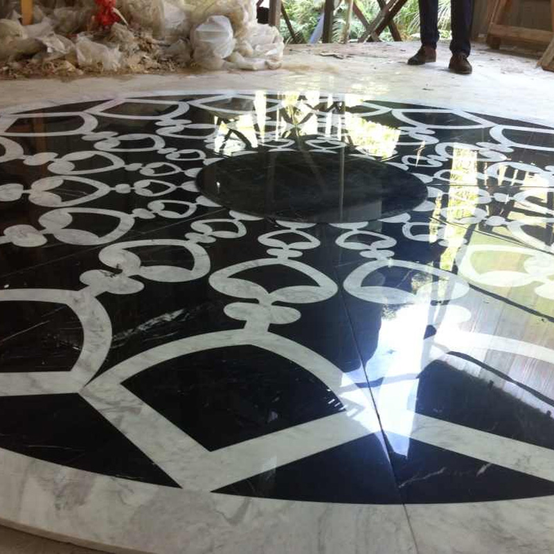 Dark Color Round Waterjet Medallion for Marble Onyx Inlay Flooring