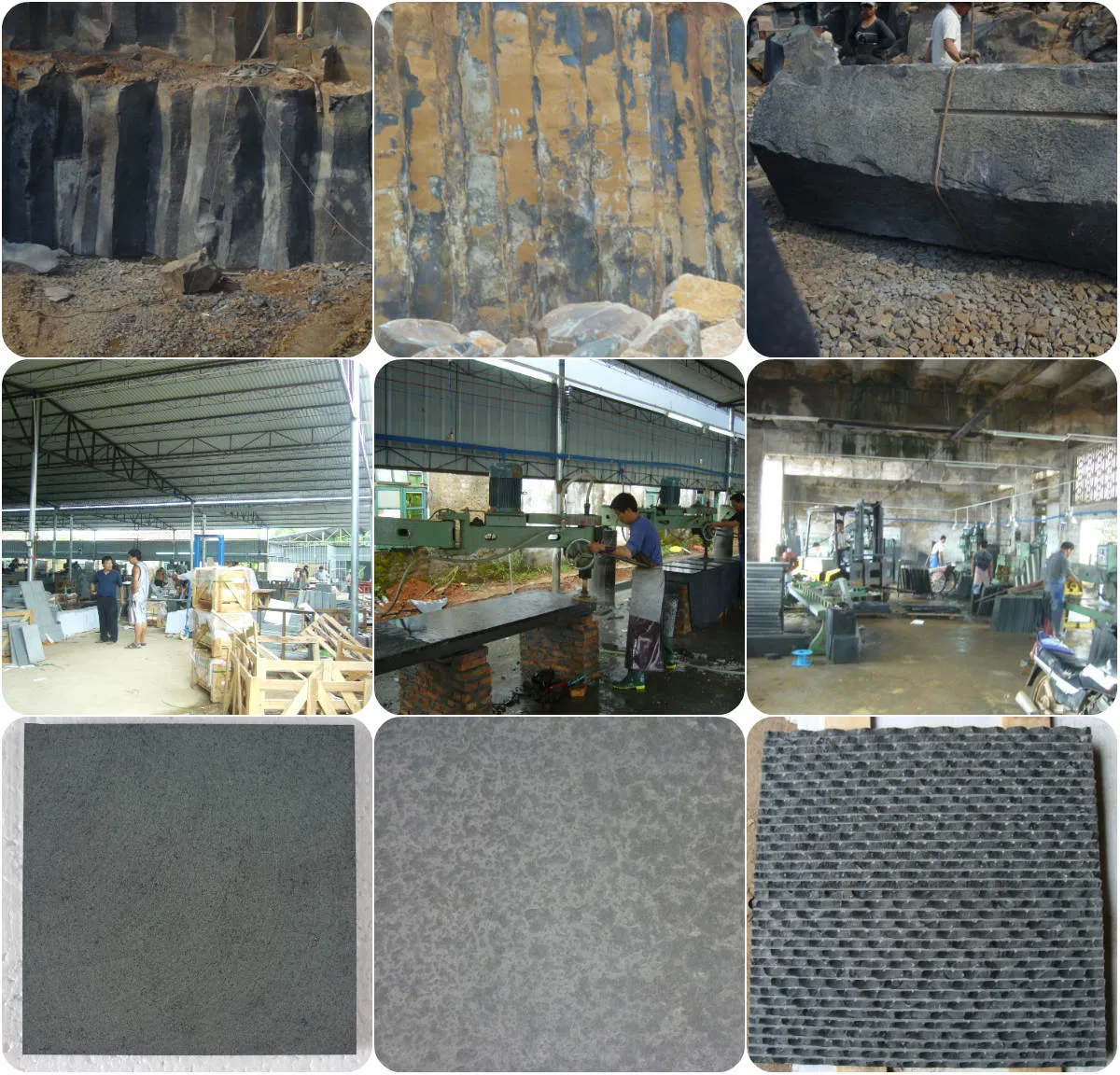 Polished Flamed Honed Sandblasted Bushammered Chiseled Basalt