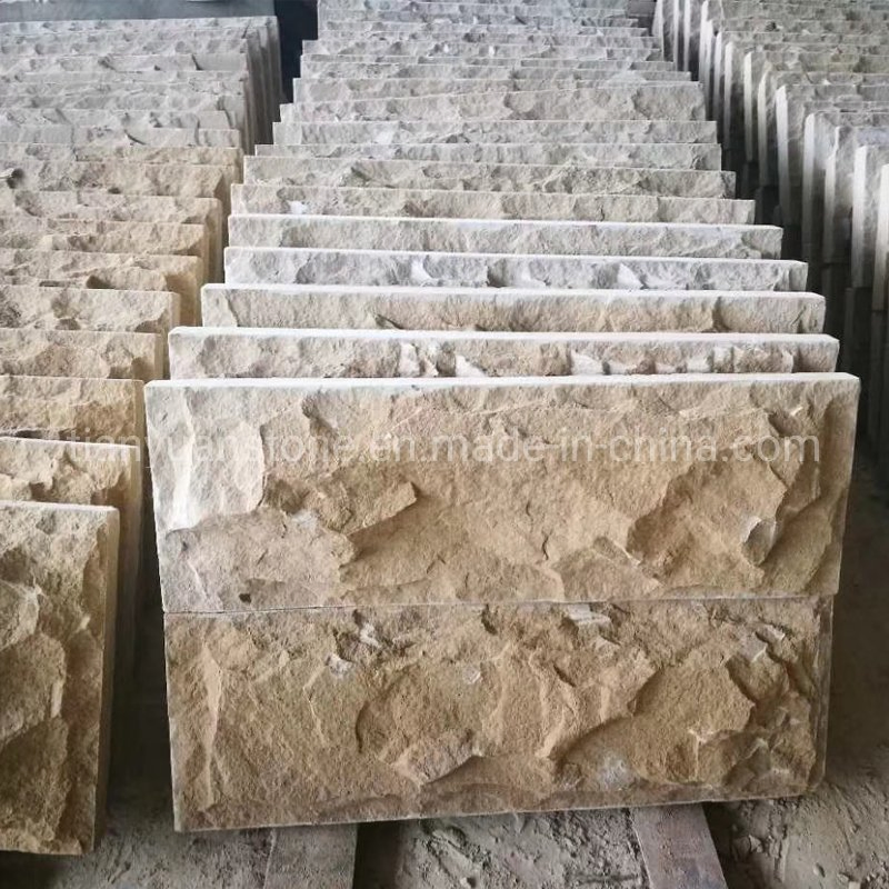 Yellow Wooden Sandstone Mushroom with Natural Split Surface