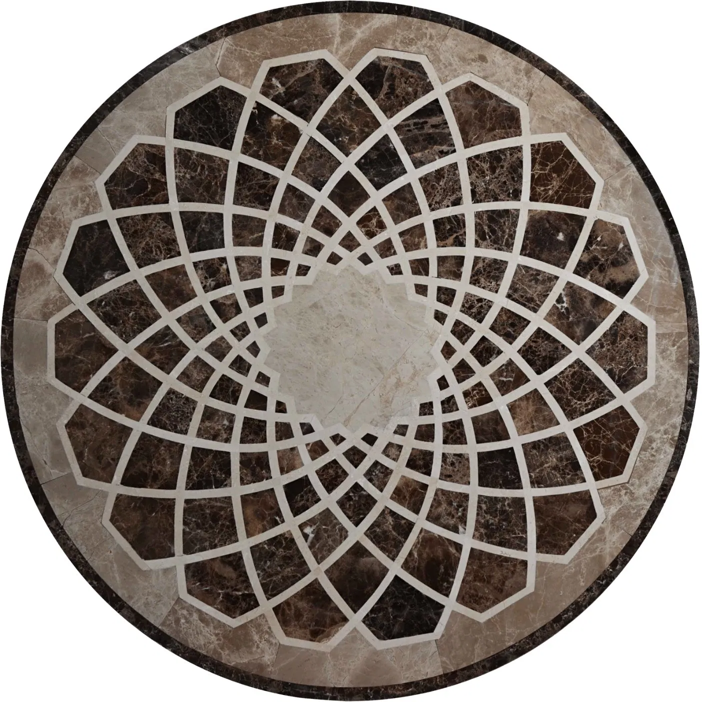 Hotel Lobby Large Round Villa Waterjet Marble Floor Stone Tiles Medallion Pattern Design