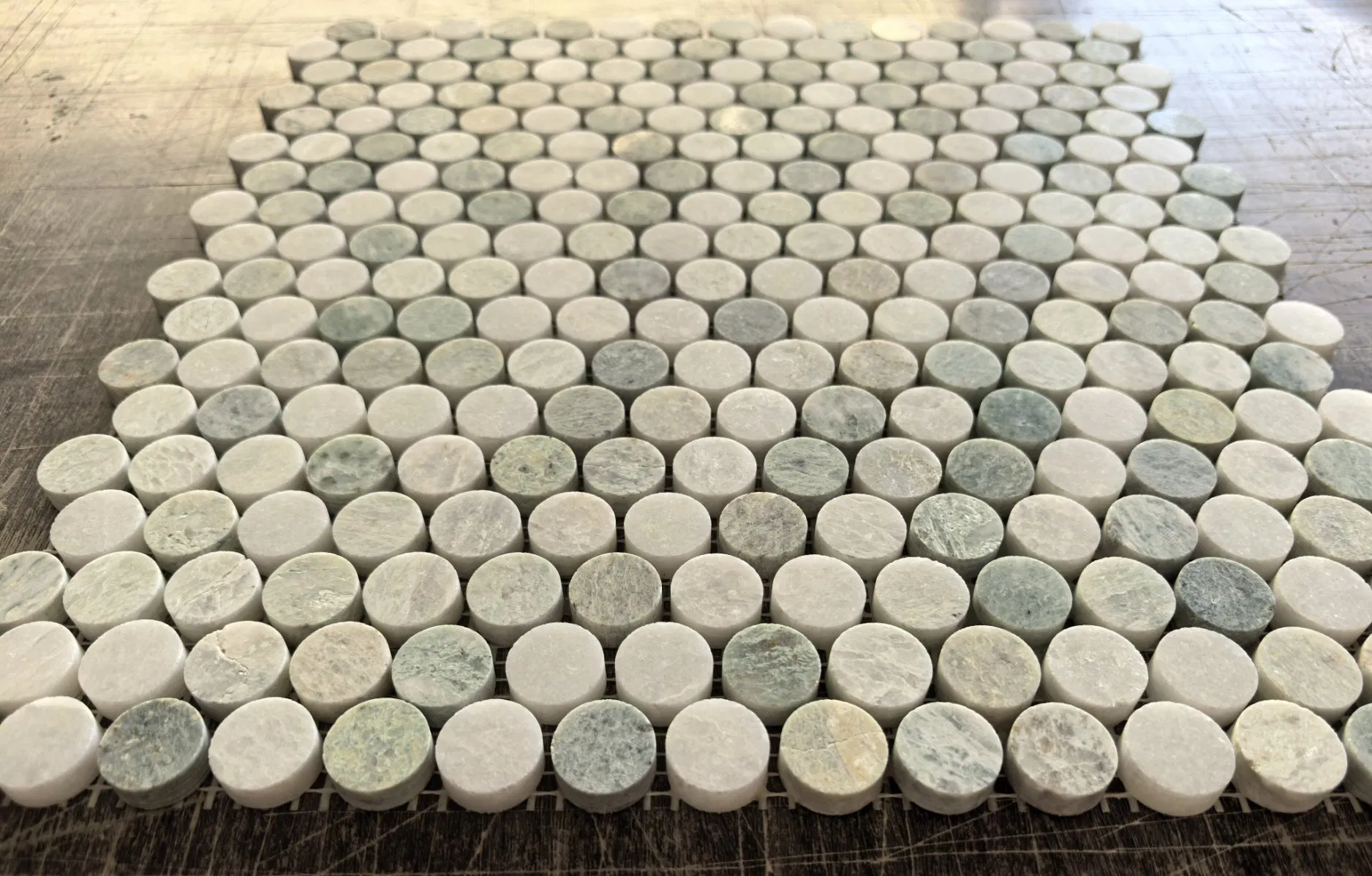 Natural stone honed Ming Green Penny Rounds Marble Mosaic for Indoor/Interior kitchen/bathroom Floor/wall/backsplash/Ceiling decoration