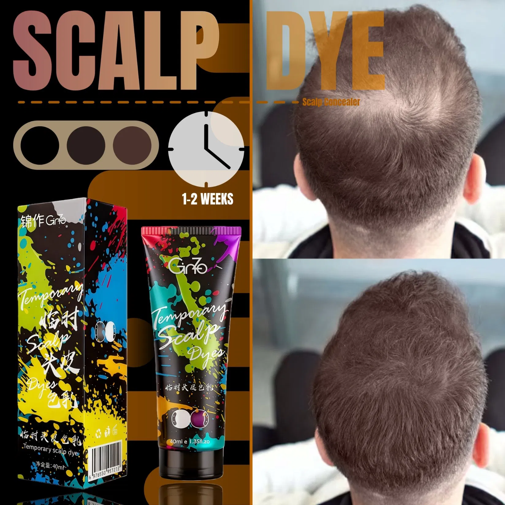 New Organic Grey Concealer Gel Spray for Thinning Hair Beards Natural Long Lasting Bald Scalp Coverage Herbal Factory Fresh