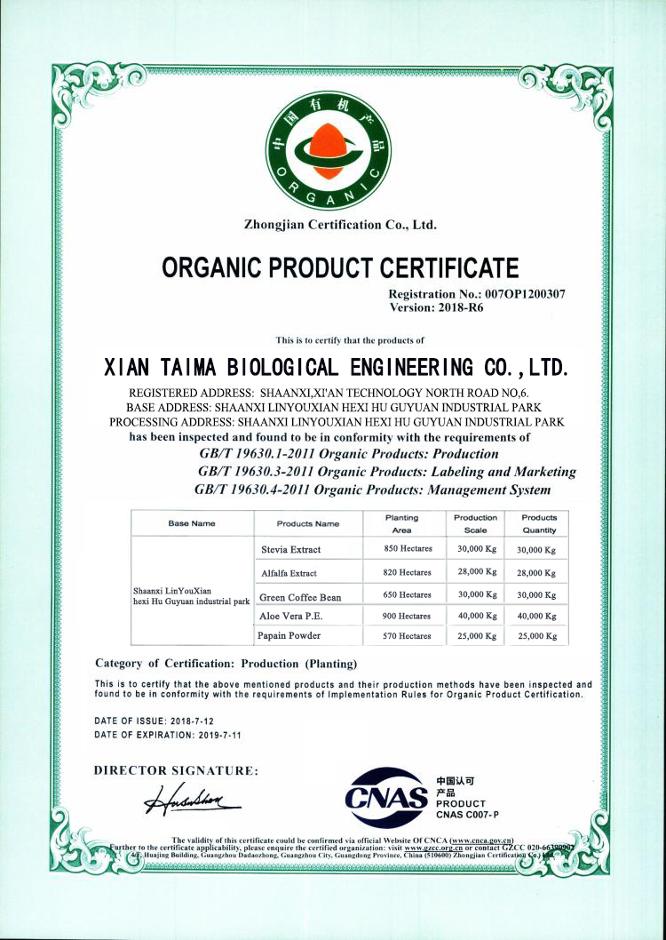 Organic Certificate