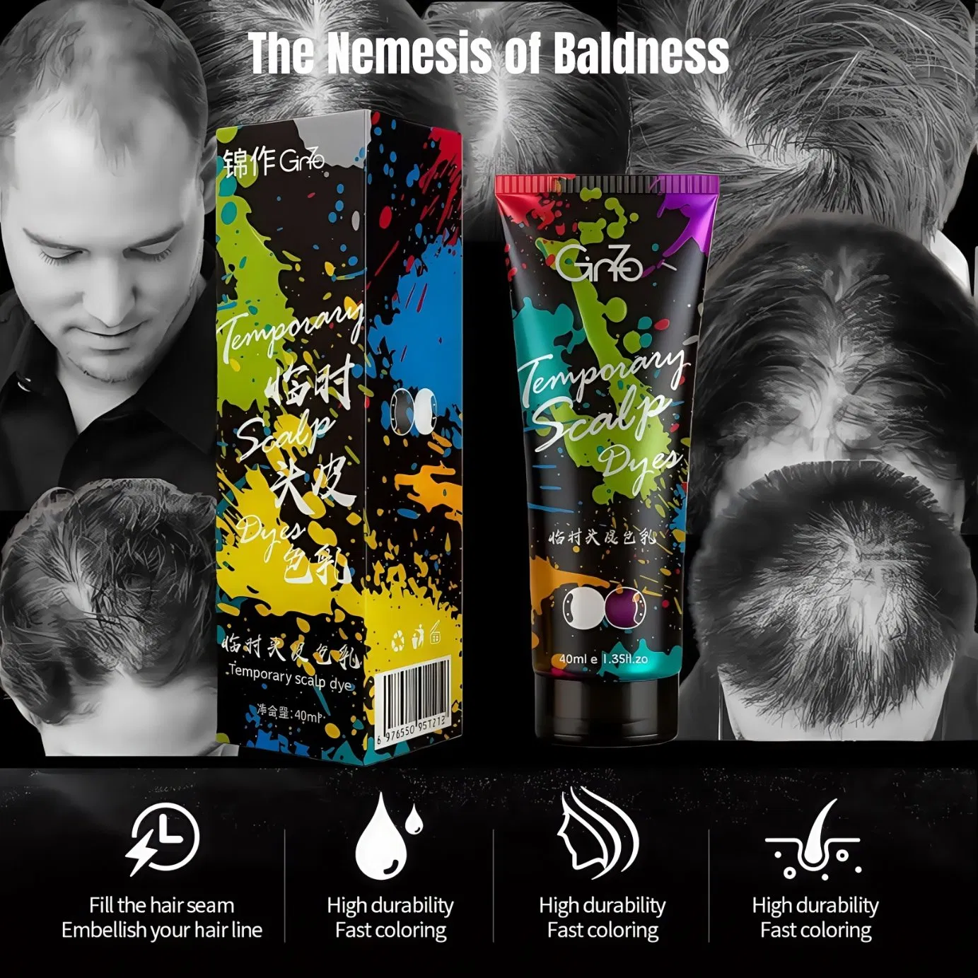 New Organic Grey Concealer Gel Spray for Thinning Hair Beards Natural Long Lasting Bald Scalp Coverage Herbal Factory Fresh