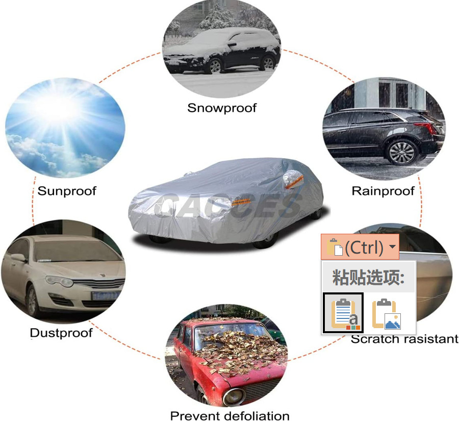 Aluminum Film+PP Cotton Car Cover Waterproof All Weather for Automobiles, 6 Layers Heavy Duty Outdoor Cover, Indoor with Zipper Cotton Sedan, SUV Cover Car Tarp