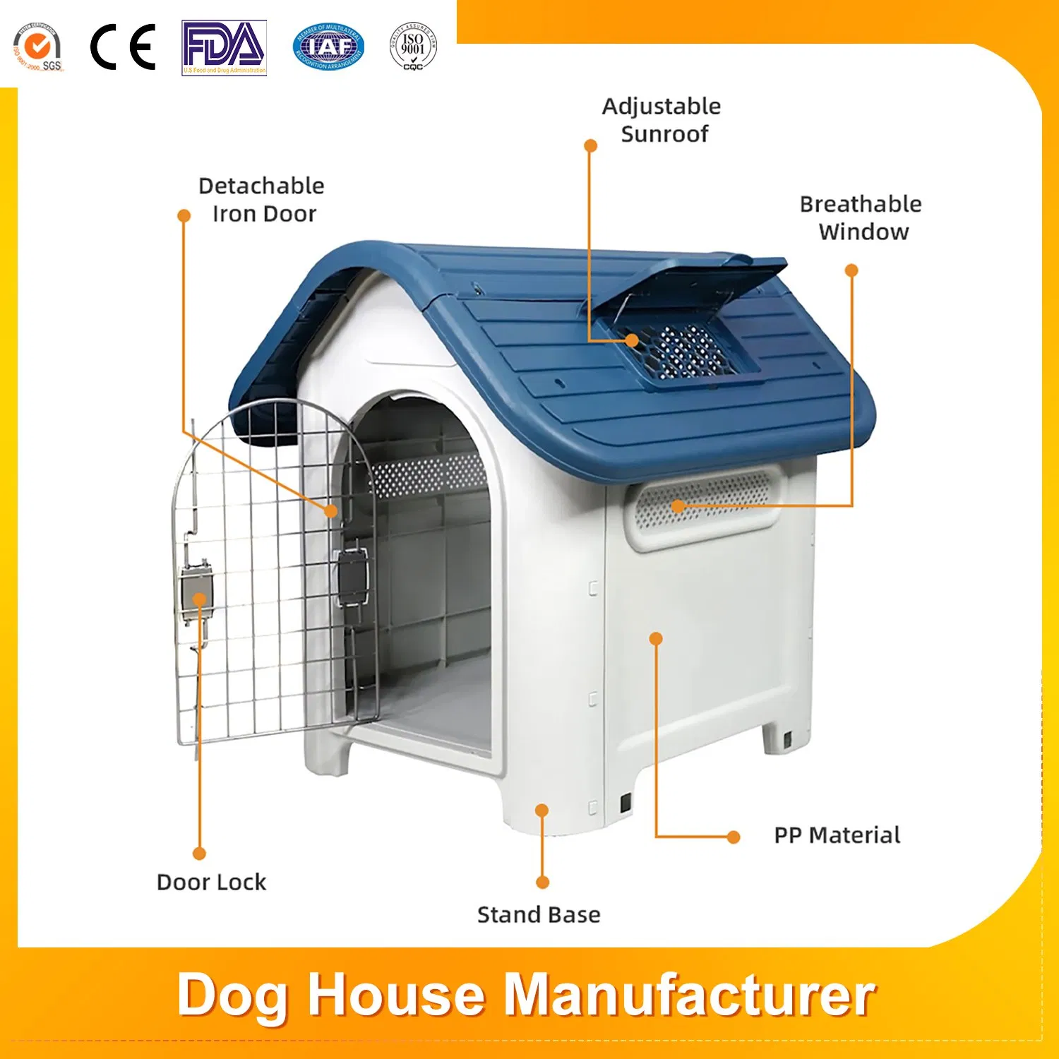 New Arrival Modern Waterproof Puppy Plastic Pet Cage Supplies Non Toxic Outdoor/Indoor Dog House