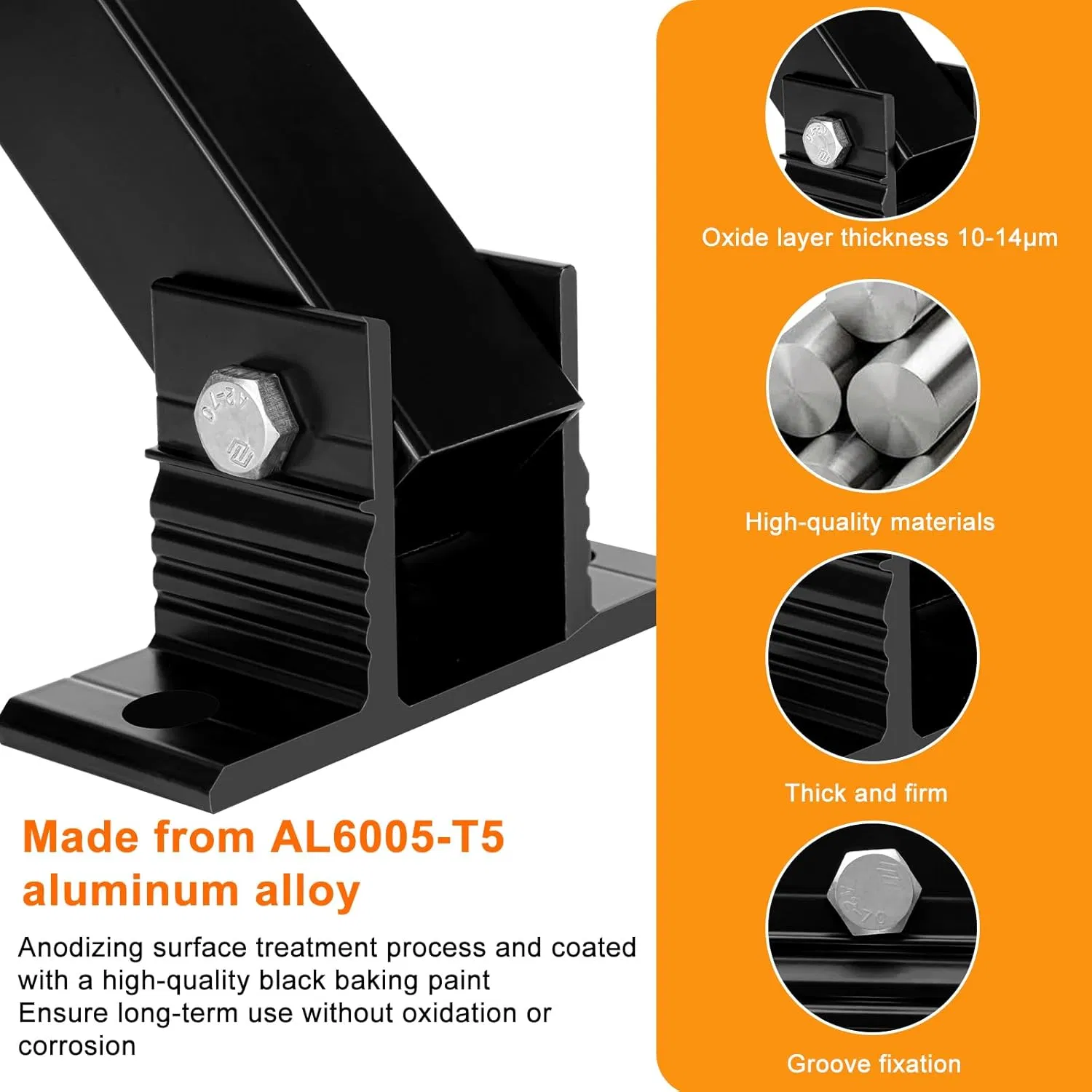 Solar Panel Mounting Bracket Adjustable Tilt Front and Rear Leg for Flat Roof