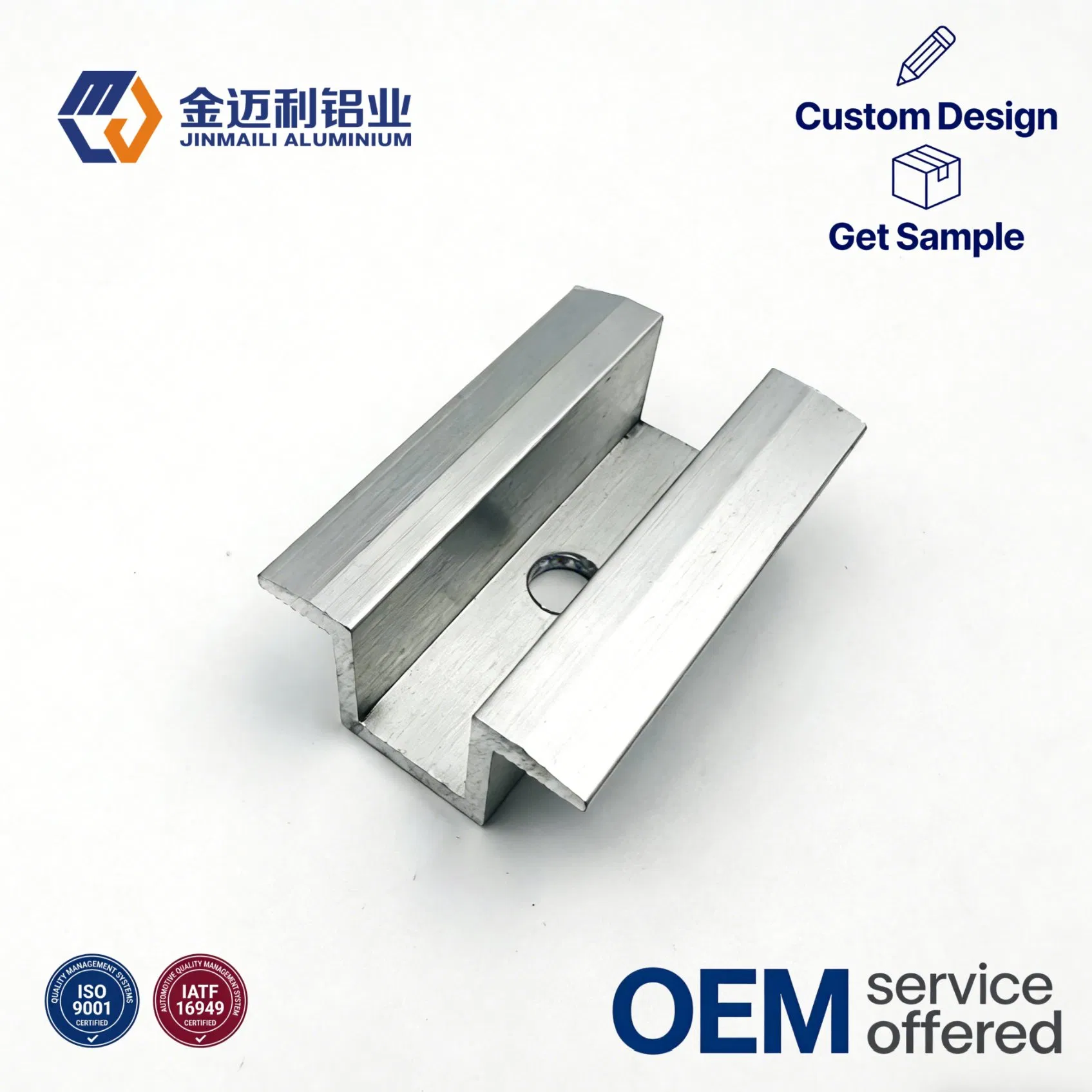 Universal Aluminum MID and End Module Clamps with Tool Free Design for Quick Solar Panel Installation
