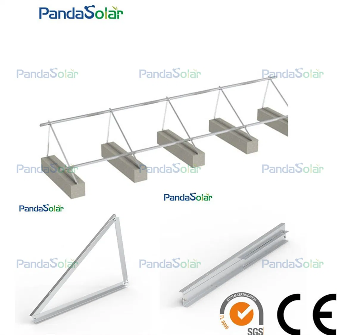 OEM Concrete Foundation Flat Roof Fixed Tilt Solar Mounting Triangle Solar Bracket