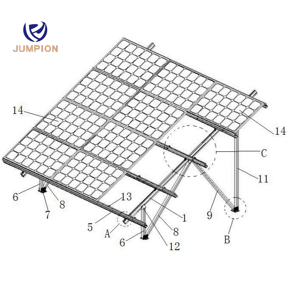 Custom Adjustable Tilt Front Rear Leg of Solar Panel Mounting System Roof Home Outdoor Car Parking Mounted Aluminum Steel Bracket