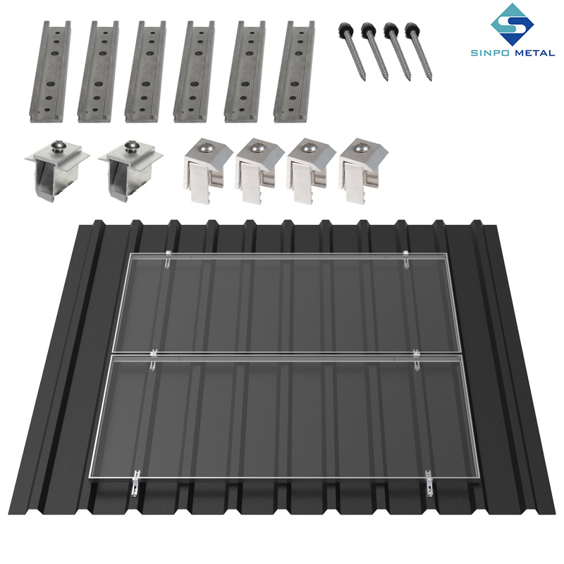 Photovoltaic Metal Roof Mounting Bracket with Short Solar Rail Panel Frame, and PV Mounting Accessories