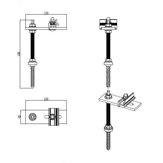 China Supplier Solar Stainless Steel Hanger Bolt Solar Panel Bracket Mounting for Metal Roof