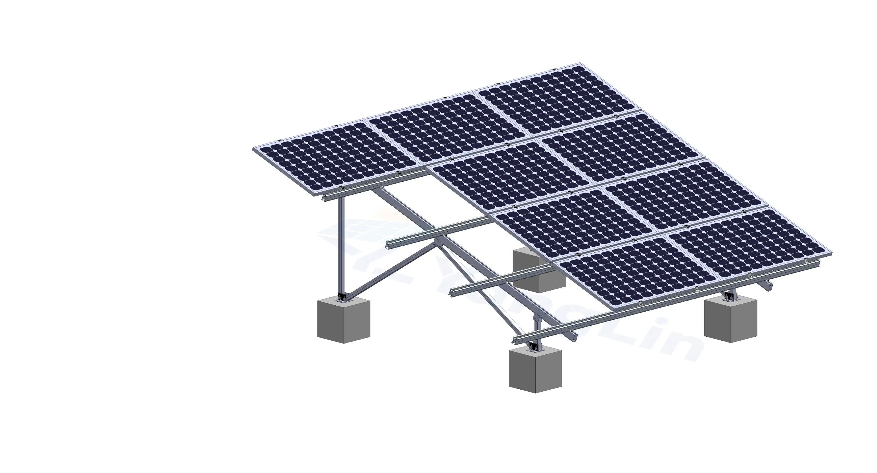 AG3 Good and Popular Commercial PV Products Aluminum Structure Solar Double Pile Design Ground Mounting System Brackets
