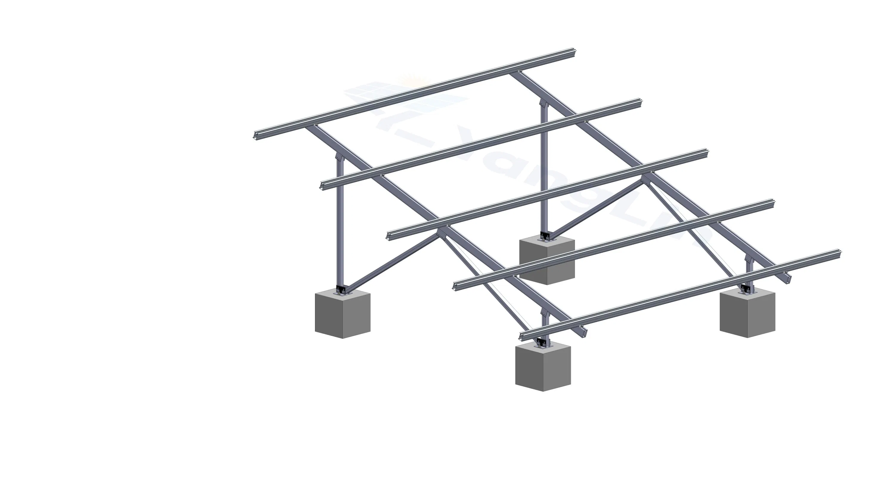 AG3 Good and Popular Commercial PV Products Aluminum Structure Solar Double Pile Design Ground Mounting System Brackets