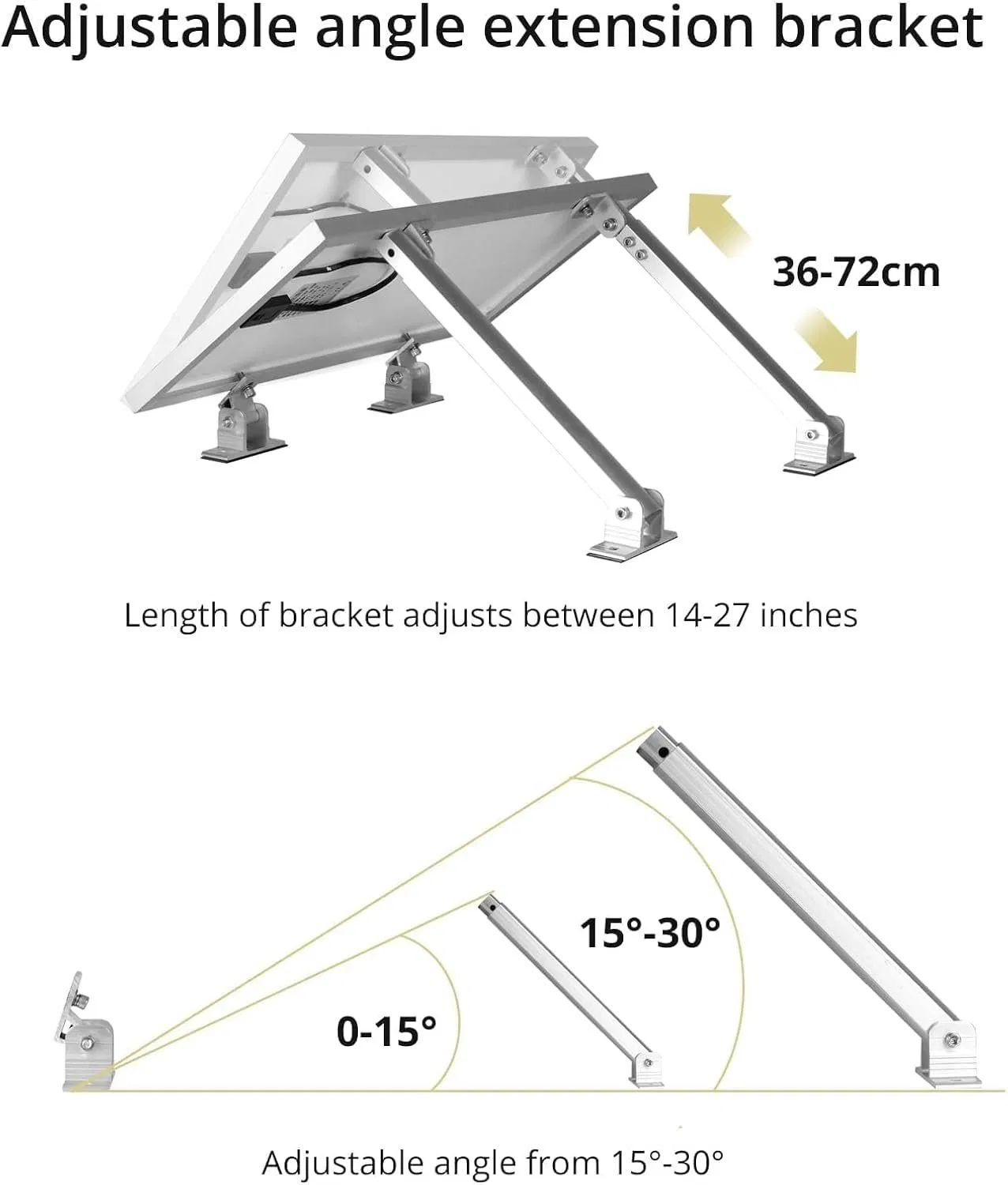 Customizable Adjustable Easy Installed Aluminum Tilt Solar Panel Mounting Bracket Racks Rear Leg Front Leg