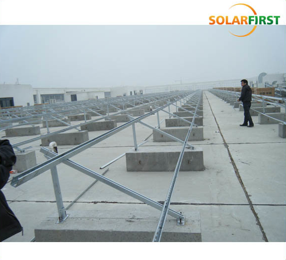 Concrete Foundation Flat Roof Fixed Tilt Solar Mounting Triangle Solar Bracket