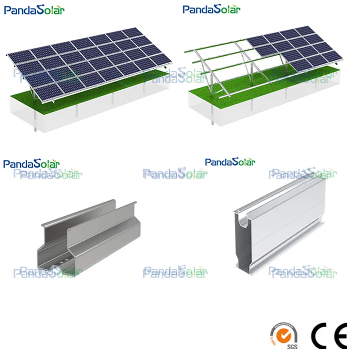 Pandasolar Single Pole Bracket PV Solar Panel Ground Support Mounting Structure System