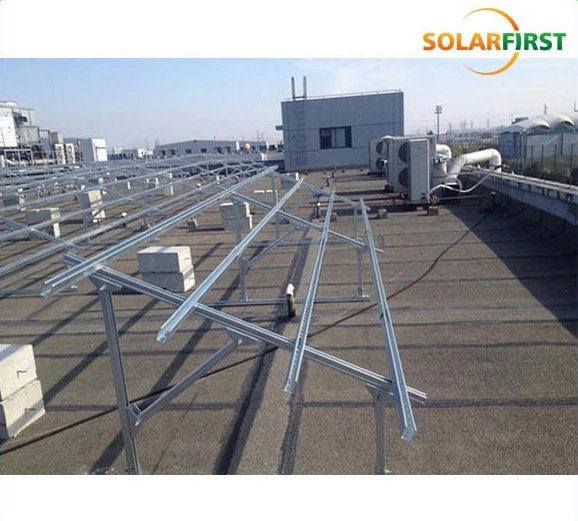 Concrete Foundation Flat Roof Fixed Tilt Solar Mounting Triangle Solar Bracket