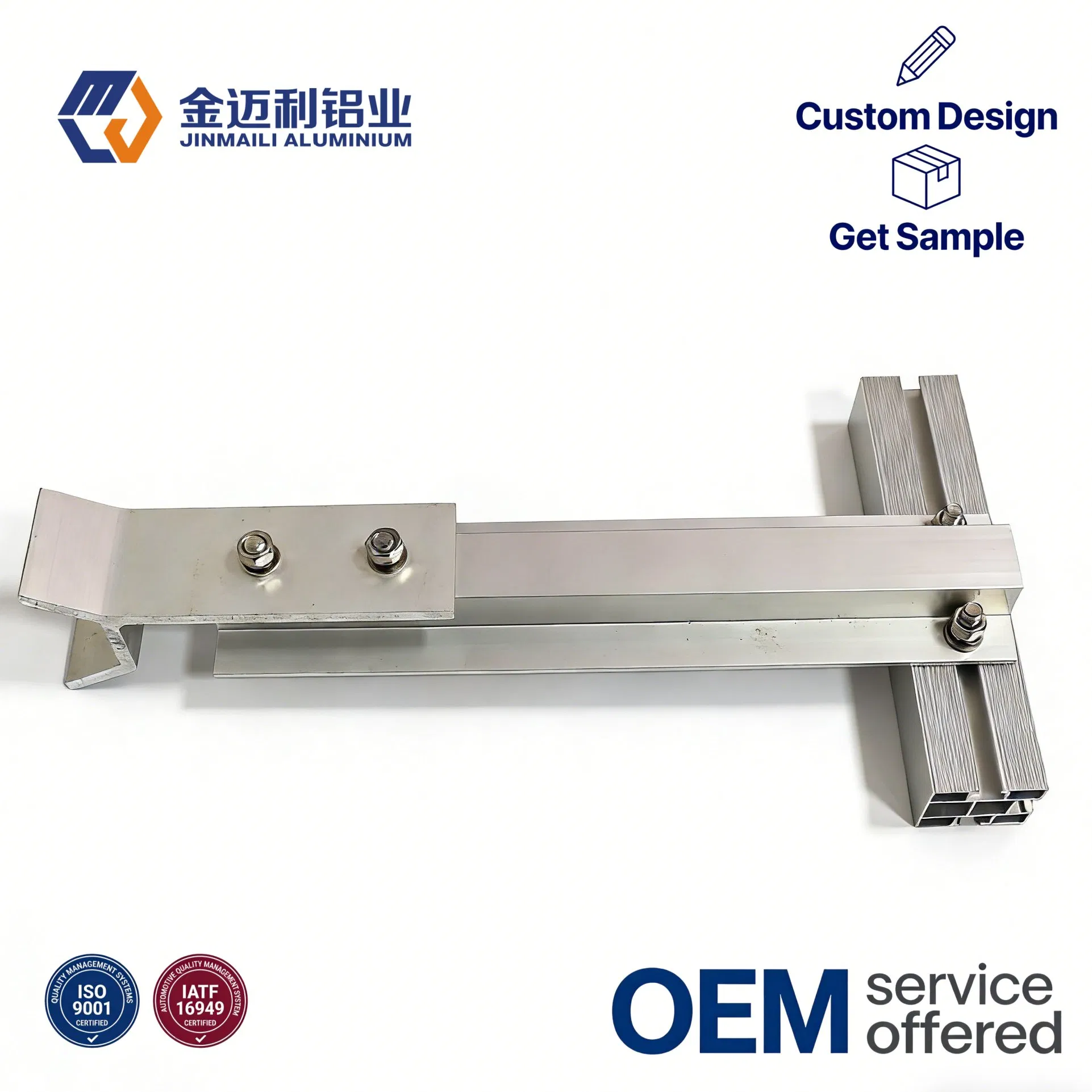 Aluminum Extrusion Solar Mounting System with Electrophoretic Oxida Guide Rail-High-Strength Bracket for Rooftop Solar Panel Installation