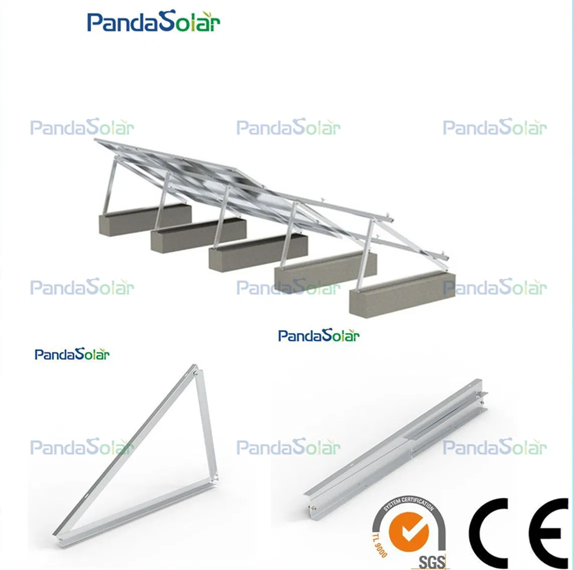 OEM Concrete Foundation Flat Roof Fixed Tilt Solar Mounting Triangle Solar Bracket