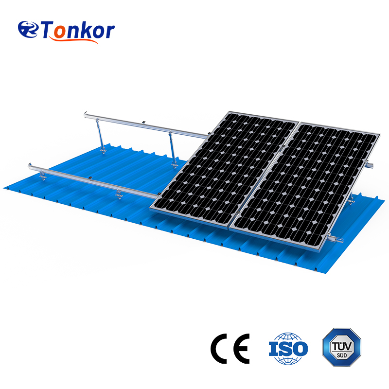 a Djustable Tilt Front and Rear Leg Solar Bracket System for Tin Roof Installations