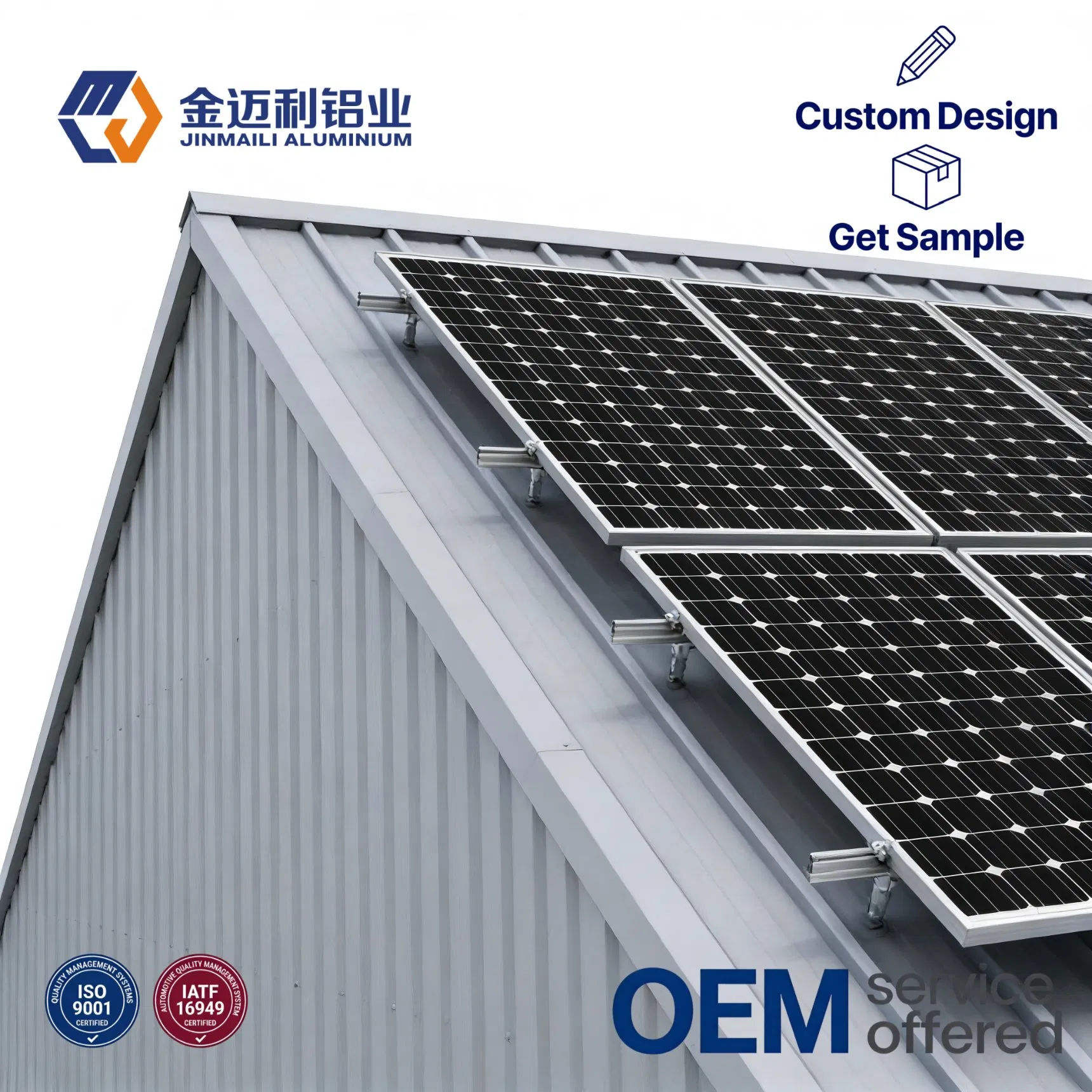 Roof-Mounted Solar Bracket System with Anodized Aluminum Profile &amp; Stainless Steel Fasteners-Lightweight Yet Robust for Solar Module Arrays