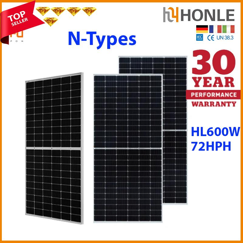 Honle Solar 2026 Topcon PV Module Solar Panel Solar Photovoltaic Panels 700W 600W 425W 400W 500W 450W 550W Bifacial All Black Solar Panels