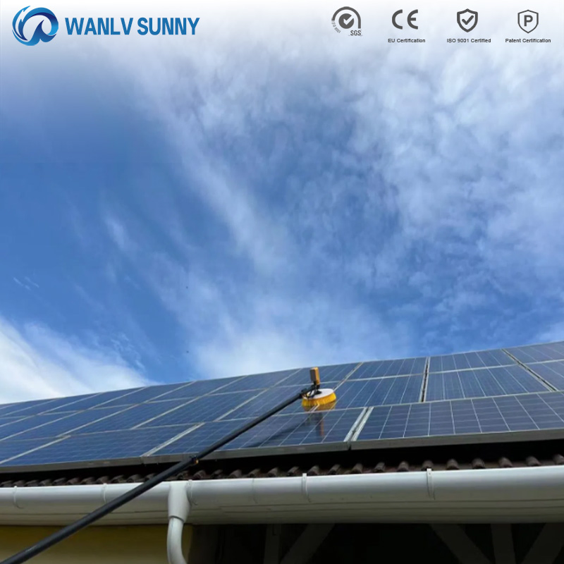 Portable Telescopic Cleaning Pole Rotating Solar Panel Cleaning Machine PV Cleaner Tools