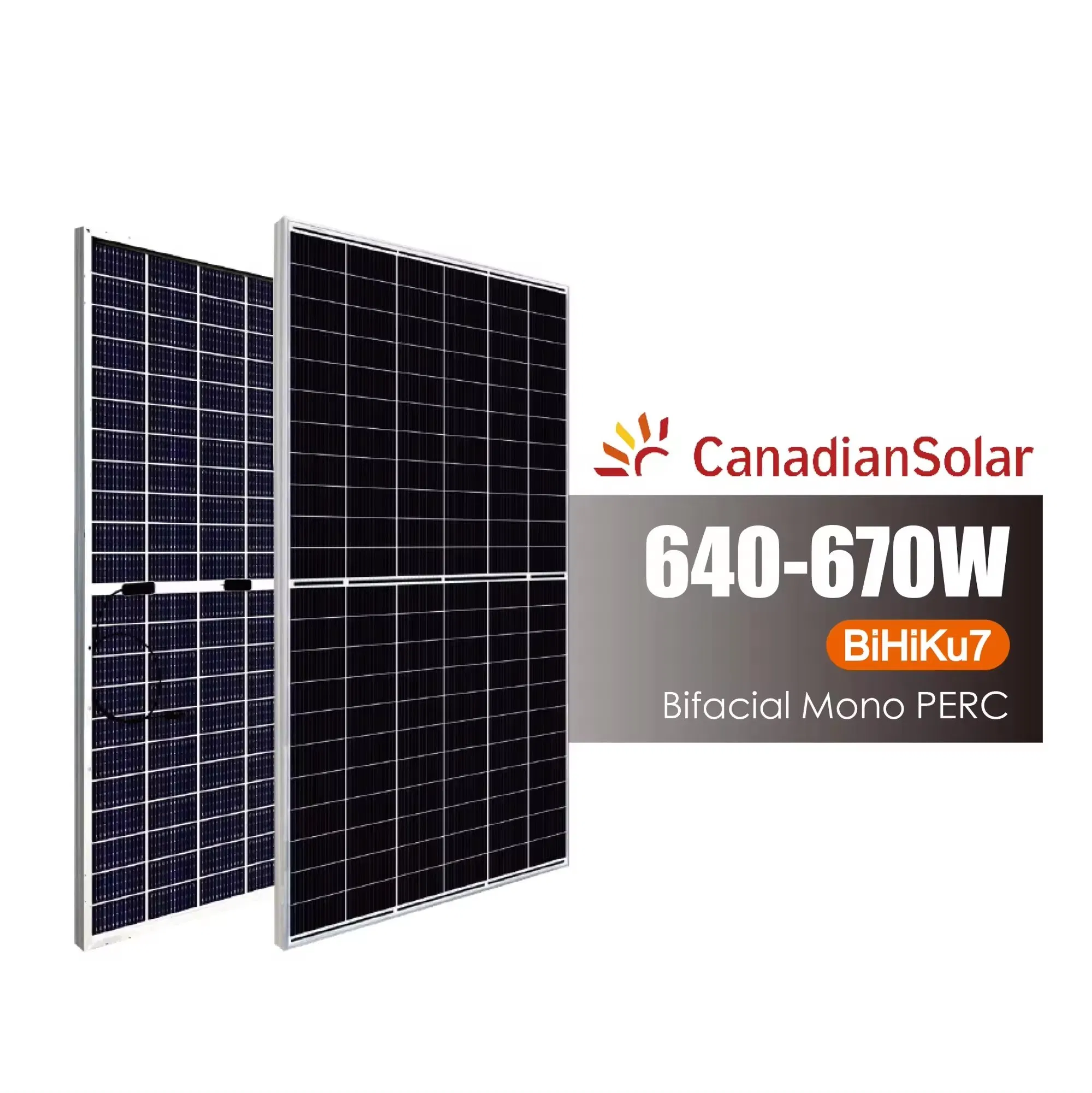Canadian Bi 110 Cells 11bb 645W 650W 655W 660W 48V Solar Panel Photovoltaic Cell Bifacial Perc