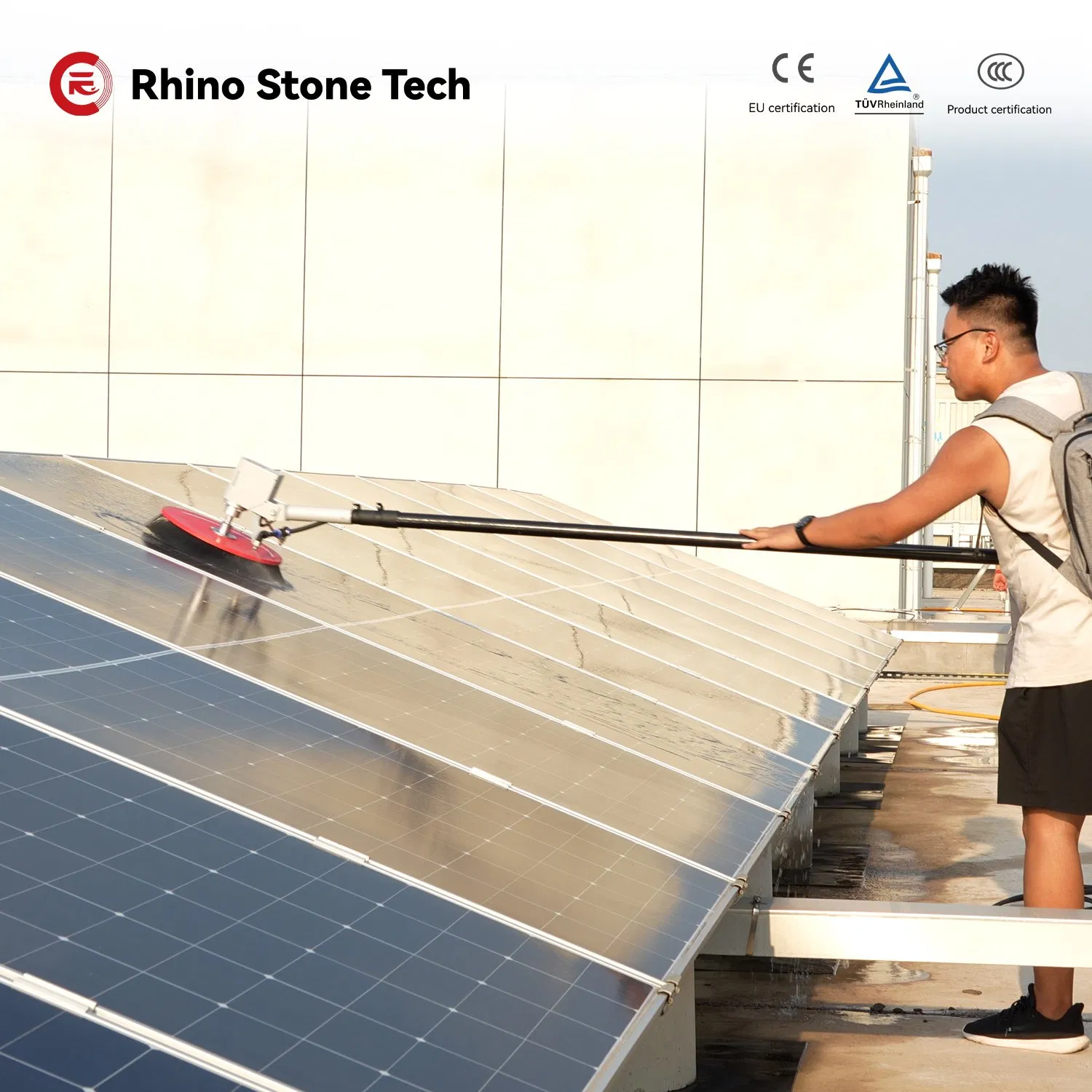 Solar Panel Cleaner Portable Rolling Cleaning Machine for PV Panels Removing Dirt