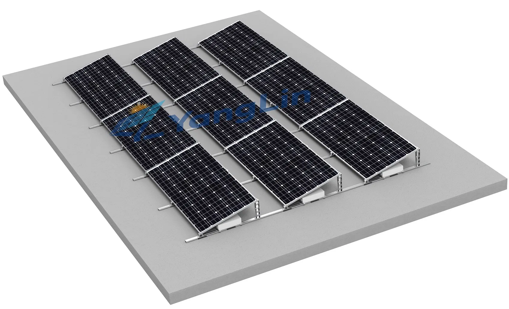 Flexibility Aluminium Ballasted Racking Sun Tracking Solar Panel Mount Solar Roof Mounting System