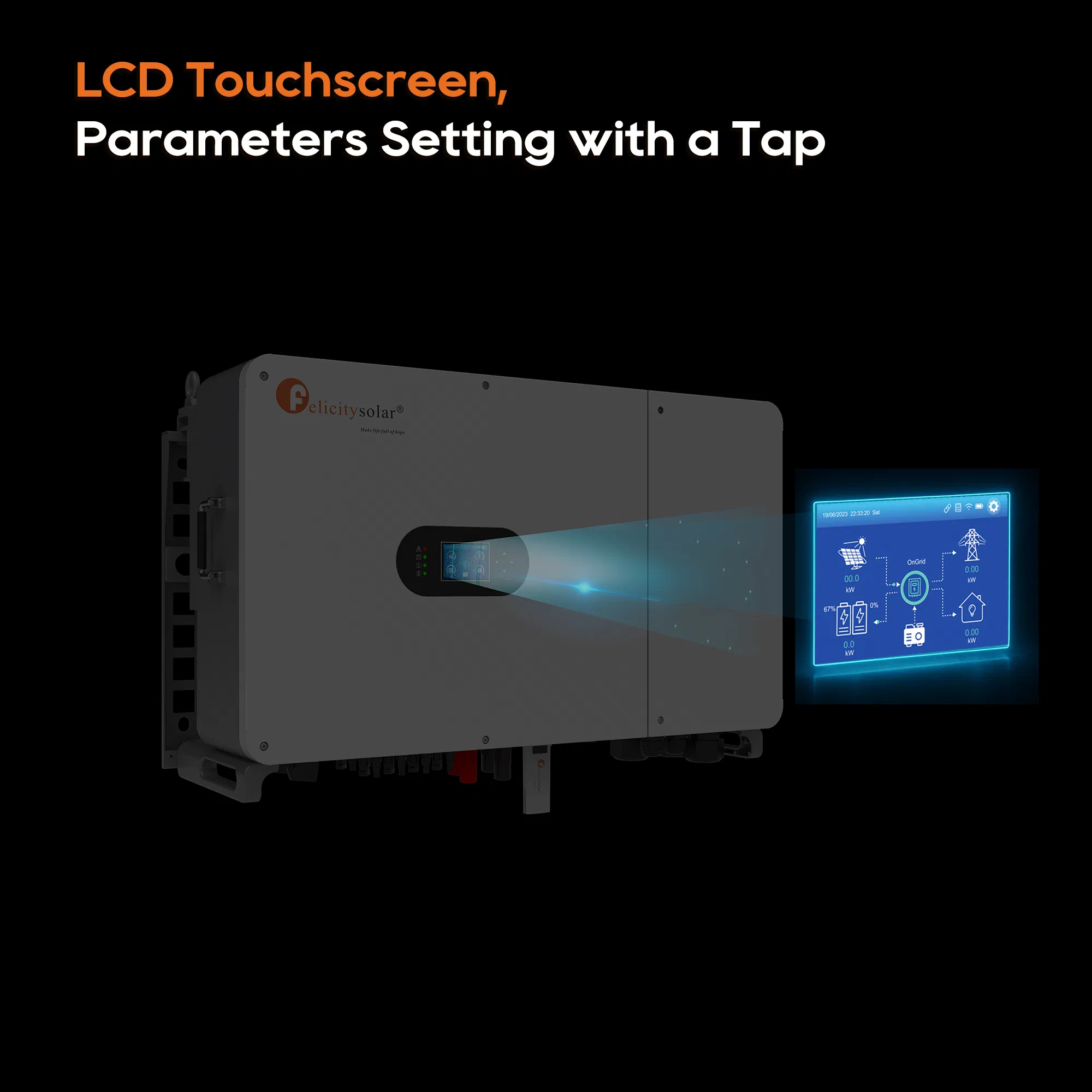 Felicitysolar High Power Hybrid Solar Inverter 25/30/40/50kw 3 Phase for Commercial PV System