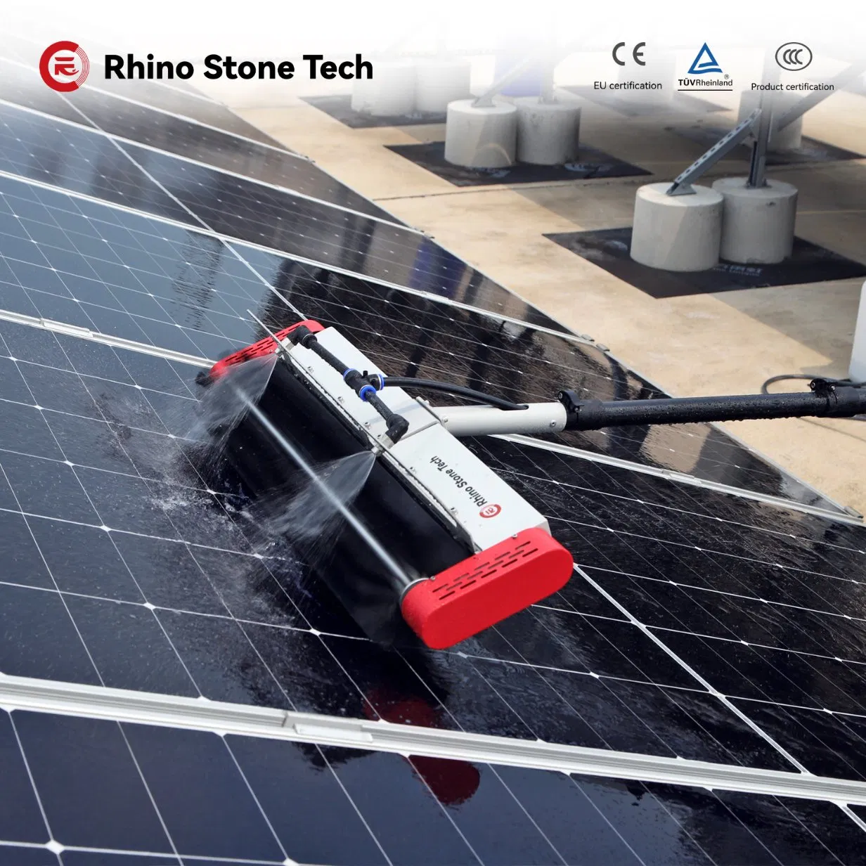 Portable Wireless Solar Cleaner, Electric PV Cleaning Equipment with Lithium Battery and Brushless Motor Solar Power Station/Rooftop Panel Washing Tool